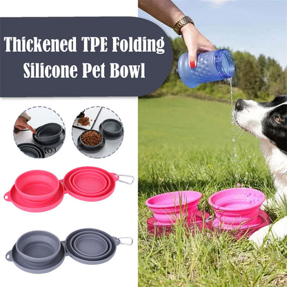 Rubber Foldable Double Bowl Pet Feeding Bowl Pets Supplies Dog Bowls