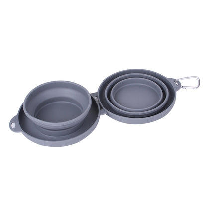 Rubber Foldable Double Bowl Pet Feeding Bowl Pets Supplies Dog Bowls