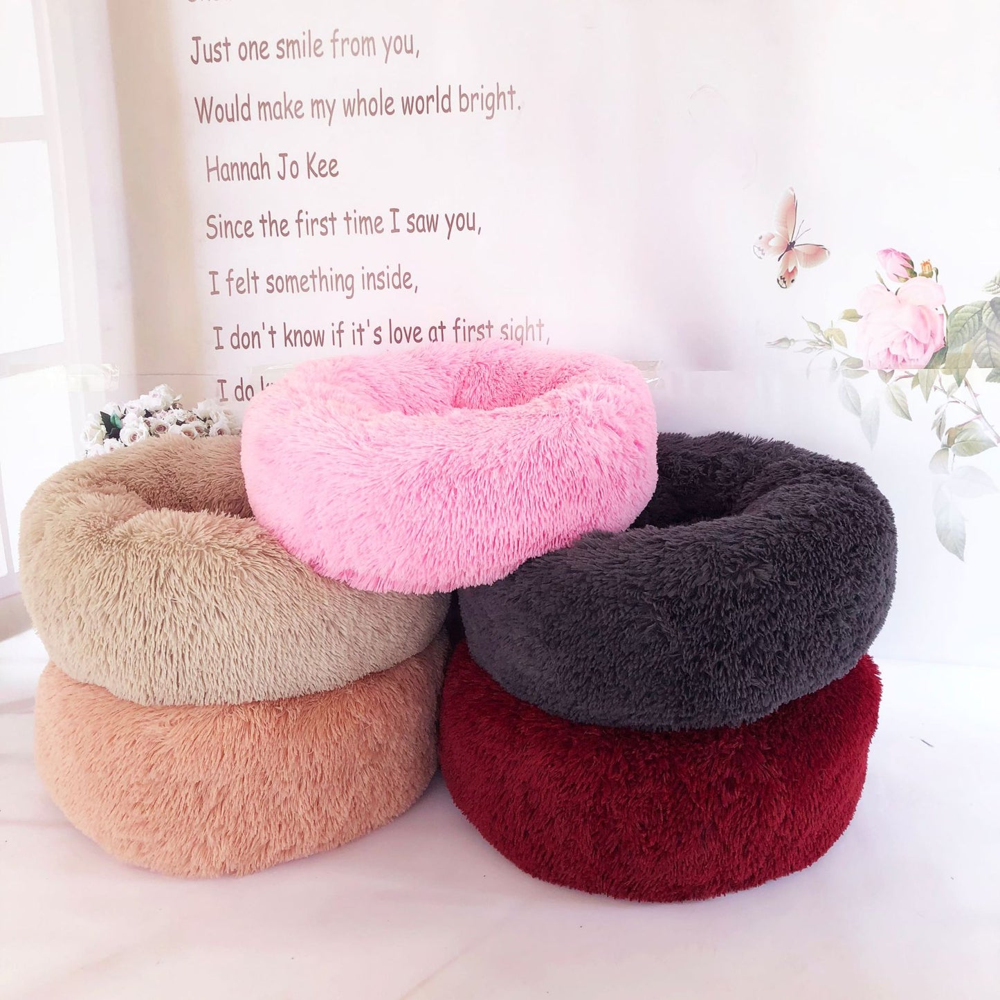 Dog and Cat Beds For Small Dogs and Cats Round Plush Puppy Beds