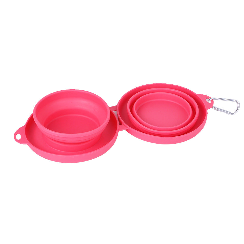 Rubber Foldable Double Bowl Pet Feeding Bowl Pets Supplies Dog Bowls