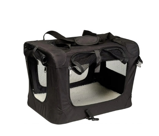 Foldable Dog Cage, Portable Travel Dog Cage With Three-door Mesh Windows--24IN.black
